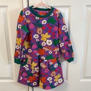 Colorful Floral and Hedgehog Print Dress